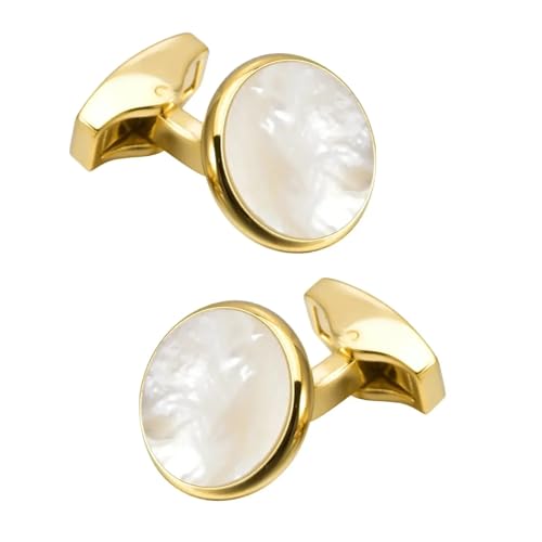 YGMNQAL Manschettenknöpfe Runde Manschettenknöpfe, Business-Bankett-Anzug, Hemd, feste Nagel-Manschettenknöpfe for Herren(Gold) von YGMNQAL