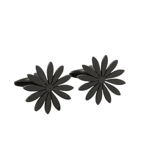YGMNQAL Manschettenknöpfe Sonnenblumen-Gänseblümchen-Manschettenknöpfe, Hemdmanschetten-Accessoires, passend zu Herrenanzügen(Black) von YGMNQAL