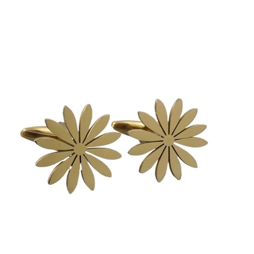 YGMNQAL Manschettenknöpfe Sonnenblumen-Gänseblümchen-Manschettenknöpfe, Hemdmanschetten-Accessoires, passend zu Herrenanzügen(Gold) von YGMNQAL