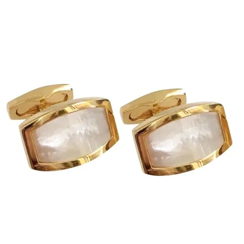 YGMNQAL Manschettenknöpfe Weiße Muschel-Manschettenknöpfe for Herren, tägliche Hochzeit, Anzug, Hemden, Accessoires, klassische goldene Business-Manschettenknöpfe YGMNQAL Manschettenknöpfe Weiße Muschel-Manschettenknöpfe for Herren, tägliche Hochzeit, Anzug, Hemden, Accessoires, klassische goldene Business-Manschettenknöpfe von YGMNQAL