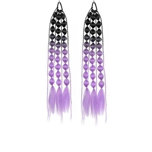 YGMXZL 2 Stücke Lange Pferdeschwanz-Laternenzöpfe,Mädchen Bunte Haare mit Elastischem Seilband Haarverlängerung für Partys,Aufführungen,Tägliche Mädchen-Haarbänder (C) von YGMXZL