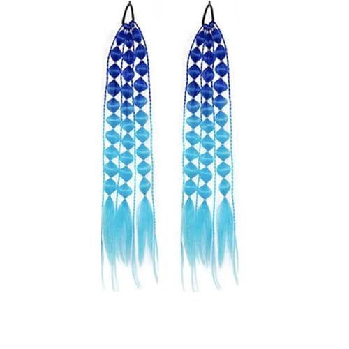 YGMXZL 2 Stücke Lange Pferdeschwanz-Laternenzöpfe,Mädchen Bunte Haare mit Elastischem Seilband Haarverlängerung für Partys,Aufführungen,Tägliche Mädchen-Haarbänder (G) von YGMXZL