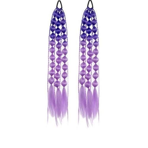 YGMXZL 2 Stücke Lange Pferdeschwanz-Laternenzöpfe,Mädchen Bunte Haare mit Elastischem Seilband Haarverlängerung für Partys,Aufführungen,Tägliche Mädchen-Haarbänder (H) von YGMXZL