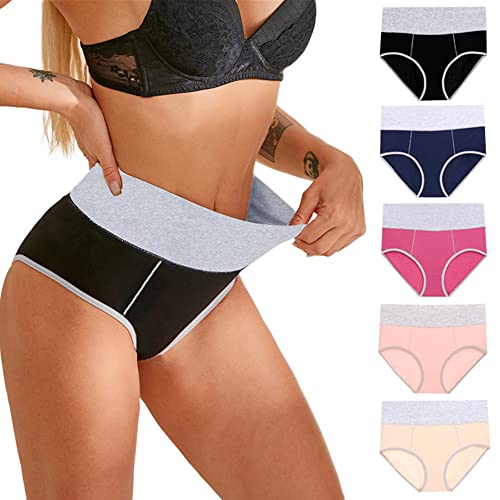 YGMXZL 5 PCS Hohe Taille Baumwolle Unterwäsche,Damen Unterhosen Unterwäsche,Dehnbare Unterhosen,Bequeme Sport Panties Hipsters(L) von YGMXZL
