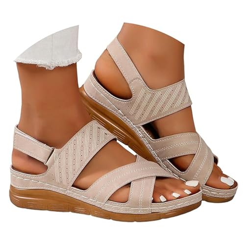 YGNAOTAN Damen Plattform Pantoletten Keilsandalen Sandaletten Mit Absatz Plateau Offener Hausschuhe Für Breite Füße High Heels Hausschuhe (Grey, 41) von YGNAOTAN