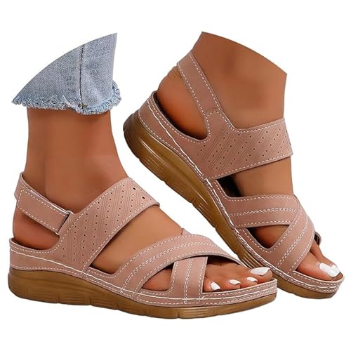 YGNAOTAN Damen Plattform Pantoletten Keilsandalen Sandaletten Mit Absatz Plateau Offener Hausschuhe Für Breite Füße High Heels Hausschuhe (Khaki, 39) von YGNAOTAN