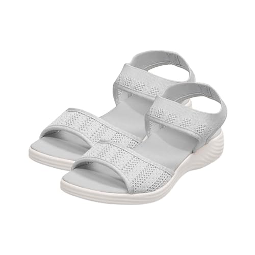 YGNAOTAN Damen Plattform Pantoletten Keilsandalen Sandaletten Mit Absatz mit offener Zehenpartie Plateau Sandals Freizeit Strand Römersandalen Bequem Atmungsaktiv Strandsandalen (Grey, 39) von YGNAOTAN