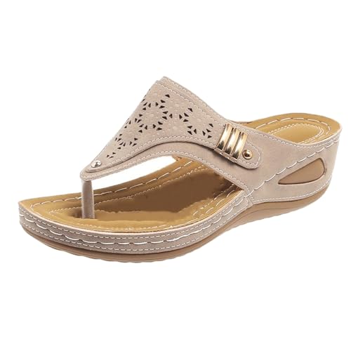 YGNAOTAN Damenschuhe Clip On Sandale Hausschuhe Weibliche Hohl Metall Dicken Sandale Hausschuhe Damenschuhe Schwarz Elegant Keilabsatz (Grey, 36) von YGNAOTAN
