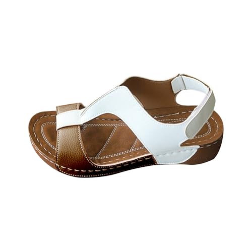 YGNAOTAN Pantoletten Sandalen Damen Keilabsatz Sommer Espadrilles Casual Keilsandalen Frauen Sommer Elegante Plateauabsatz Schuhe Freizeit Strand Römersandalen High Heels Hausschuhe (Brown, 38) von YGNAOTAN
