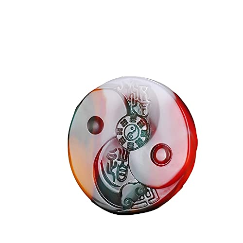 YGNJH Chinesische Halskette, Hängematte, Schnitzendes Glücksamulett, natürliche Farbe Jade Tai Chi Taoismus Chinesischer handgeschnitzter Charm-Schmuck Modeamulett for Männer Frauen Geschenke von YGNJH