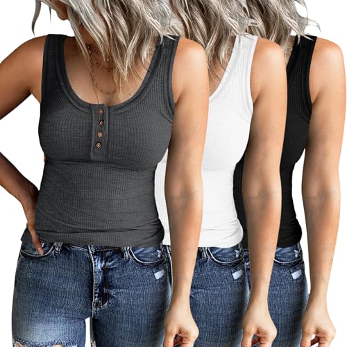 YGOODM Tops Damen 3er Pack für DamenTanktops Sommer Tank Top Damen gerippt, ärmellos, schmale Passform von YGOODM