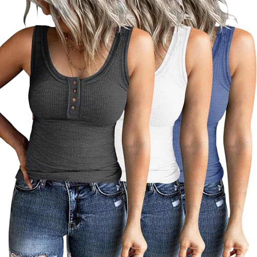 YGOODM Tops Damen 3er Pack für DamenTanktops Sommer Tank Top Damen gerippt, ärmellos, schmale Passform von YGOODM