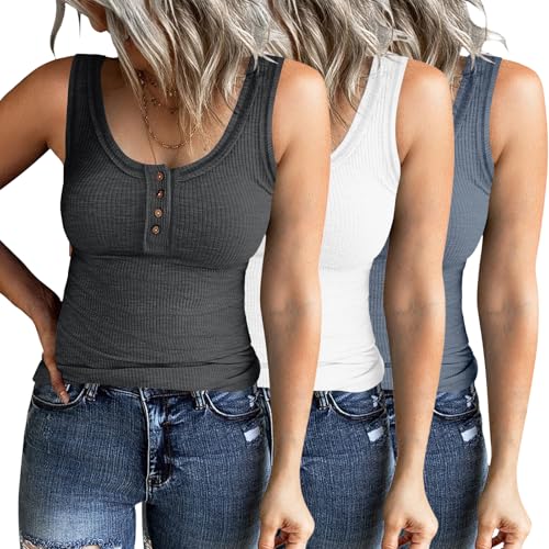 YGOODM Tops Damen 3er Pack für DamenTanktops Sommer Tank Top Damen gerippt, ärmellos, schmale Passform von YGOODM