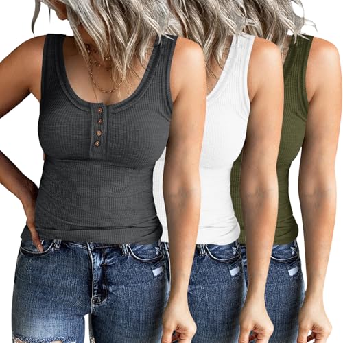 YGOODM Tops Damen 3er Pack für DamenTanktops Sommer Tank Top Damen gerippt, ärmellos, schmale Passform von YGOODM