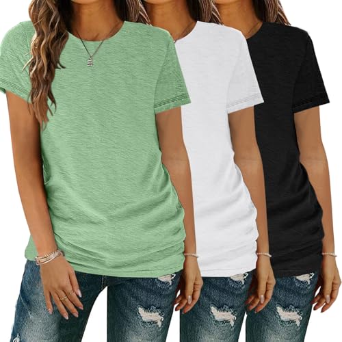 YGOODM T-Shirt Damen 3er Pack Kurzarm lang Basic Sommer T-Shirts, t-Shirts für Damen mit Rundhalsausschnitt von YGOODM