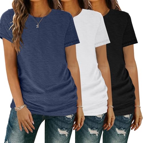 YGOODM T-Shirt Damen 3er Pack Kurzarm lang Basic Sommer T-Shirts, t-Shirts für Damen mit Rundhalsausschnitt von YGOODM