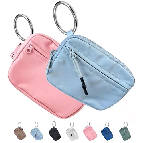 Die Iris-Geldbörse,multifunktionale wasserdichte Geldbörse aus Nylon für Schlüsselanhänger, wasserfeste Geldbörse mit Reißverschluss,Kartenetui mit Reißverschluss und Ausweisfenster (F+Q,2PC) von YGSIKY