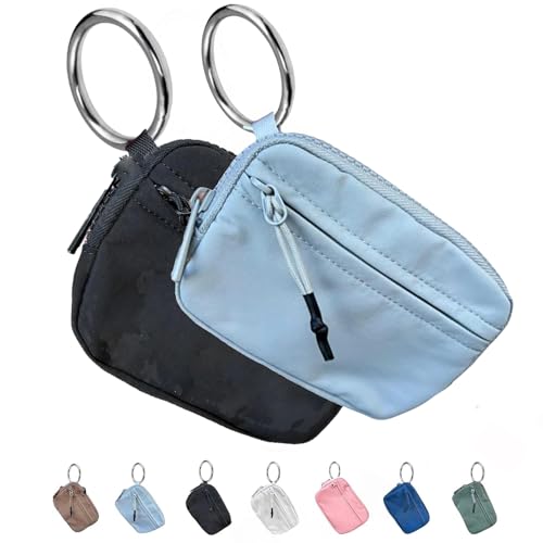 Die Iris-Geldbörse,multifunktionale wasserdichte Geldbörse aus Nylon für Schlüsselanhänger, wasserfeste Geldbörse mit Reißverschluss,Kartenetui mit Reißverschluss und Ausweisfenster (H+Q,2PC) von YGSIKY