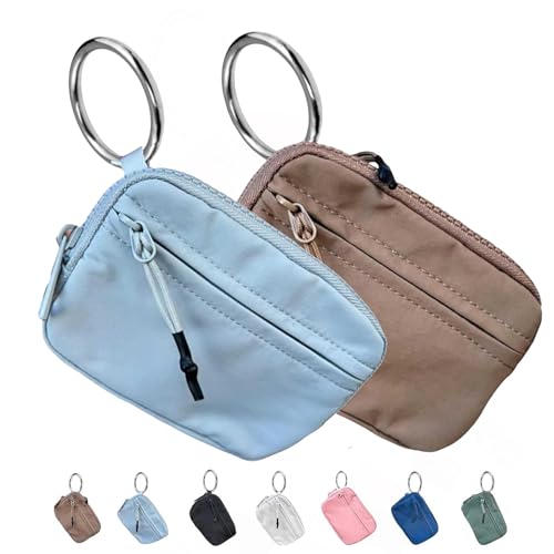 Die Iris-Geldbörse,multifunktionale wasserdichte Geldbörse aus Nylon für Schlüsselanhänger, wasserfeste Geldbörse mit Reißverschluss,Kartenetui mit Reißverschluss und Ausweisfenster (ZQ,2PC) von YGSIKY