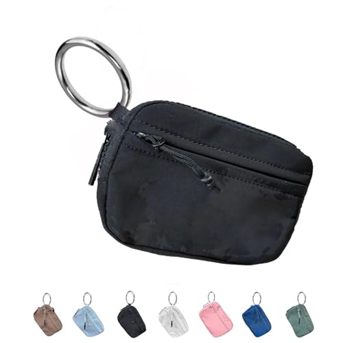 Die Iris-Geldbörse,multifunktionale wasserdichte Geldbörse aus Nylon für Schlüsselanhänger, wasserfeste Geldbörse mit Reißverschluss,Kartenetui mit Reißverschluss und Ausweisfenster (Schwarz,1PC) von YGSIKY