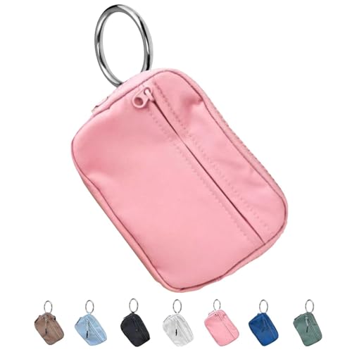 Die Iris-Geldbörse,multifunktionale wasserdichte Geldbörse aus Nylon für Schlüsselanhänger, wasserfeste Geldbörse mit Reißverschluss,Kartenetui mit Reißverschluss und Ausweisfenster (Rosa,1PC) von YGSIKY
