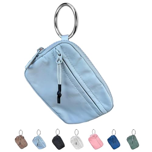 Die Iris-Geldbörse,multifunktionale wasserdichte Geldbörse aus Nylon für Schlüsselanhänger, wasserfeste Geldbörse mit Reißverschluss,Kartenetui mit Reißverschluss und Ausweisfenster (Hellblau,1PC) von YGSIKY
