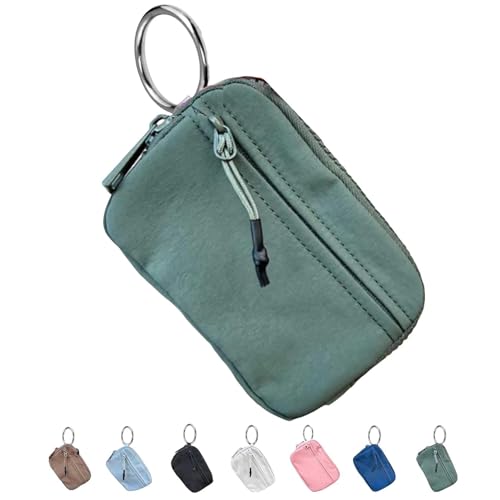 Die Iris-Geldbörse,multifunktionale wasserdichte Geldbörse aus Nylon für Schlüsselanhänger, wasserfeste Geldbörse mit Reißverschluss,Kartenetui mit Reißverschluss und Ausweisfenster (Grün,1PC) von YGSIKY