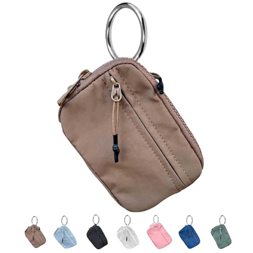 Die Iris-Geldbörse,multifunktionale wasserdichte Geldbörse aus Nylon für Schlüsselanhänger, wasserfeste Geldbörse mit Reißverschluss,Kartenetui mit Reißverschluss und Ausweisfenster (Braun,1PC) von YGSIKY