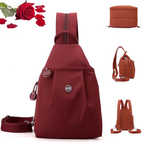 YGSIKY Wasserdichte, wandelbare Oxford-Umhängetasche mit großem Fassungsvermögen, Brusttasche mit mehreren Fächern und Doppelreißverschluss und großem Fassungsvermögen für Damen (Red) von YGSIKY