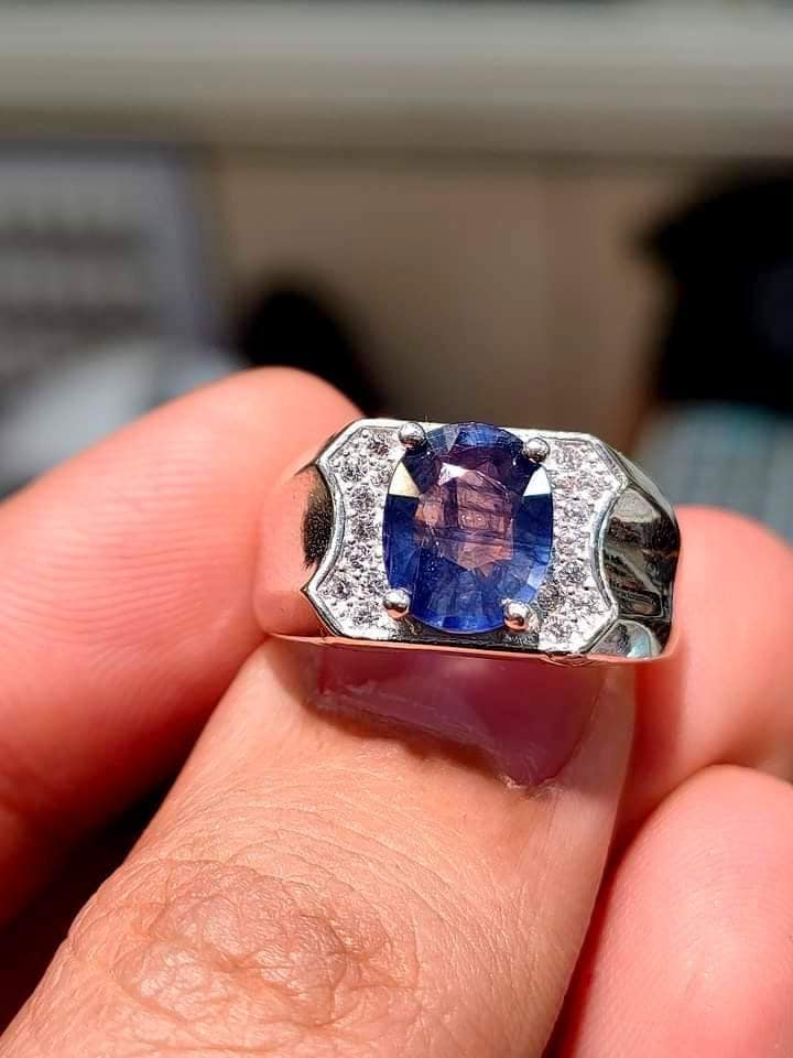 Natürlicher Blauer Saphir Ring, Neelam Handgefertigter 925K Sterling Silber Ring Für Männer von YGemznJewelry