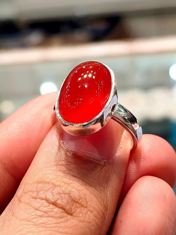 Natürlicher Roter Achat Ring, Feuer Achat Aqeeq Akik Handgefertigter 925K Sterling Silber Ring Für Männer & Frauen von YGemznJewelry