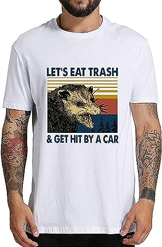 Retro Possum Let's Eat Trash & get hit by a car Tshirt Men WhiteWhite Hemden(Large) von YHA35AA