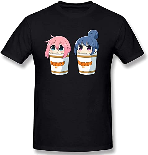 Yuru Camp Men's Basic Short Sleeve T-Shirt Black Hemden(3X-Large) von YHA35AA