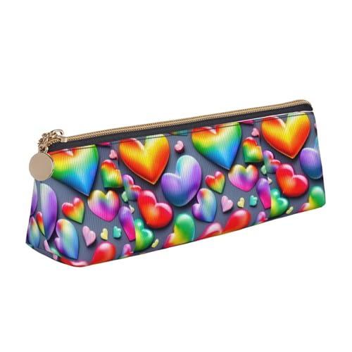 Dreieckige Leder-Schreibwaren-Aufbewahrungstasche mit Regenbogen-Motiv, tragbare Make-up-Tasche, tägliche Aufbewahrung von kleinen Gegenständen, Weiss/opulenter Garten, Einheitsgröße, Leichtgewichtig von YHBLYKXP