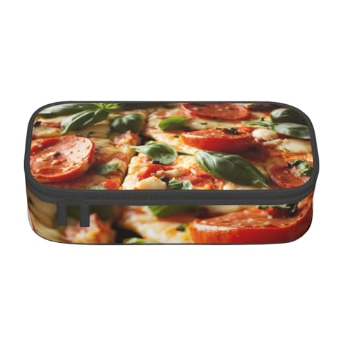 YHBLYKXP 3D Pizza Pepperoni bedruckte große Kapazität Bürobox Schreibwaren Organizer Büro Kosmetiktasche von YHBLYKXP