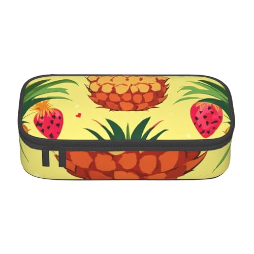 YHBLYKXP Ananas bedruckte große Kapazität Bürobox Schreibwaren Organizer Büro Kosmetiktasche schwarz BD004 von YHBLYKXP