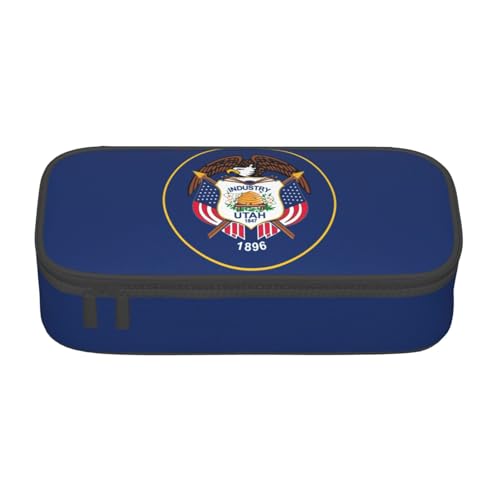 YHBLYKXP Aufbewahrungstasche mit Utah-Flaggenaufdruck, große Kapazität, Reise-, Bürobedarf-Box, Make-up-Tasche, Schreibtisch-Organizer mit, Schwarz, One Size, Prägnant von YHBLYKXP
