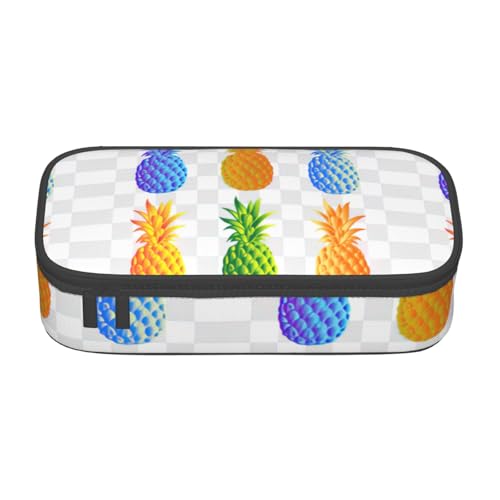 YHBLYKXP BD004 Bürobox mit buntem Ananas-Druck, großes Fassungsvermögen, Schreibwaren-Organizer, Büro-Kosmetiktasche, schwarz von YHBLYKXP