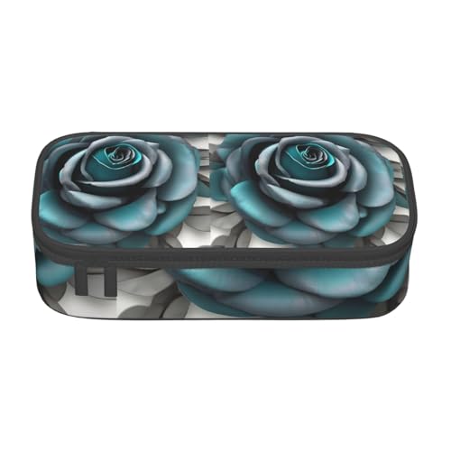 YHBLYKXP Blaugrün-graue Rose bedruckte große Kapazität Bürobox Schreibwaren-Organizer Büro Kosmetiktasche von YHBLYKXP