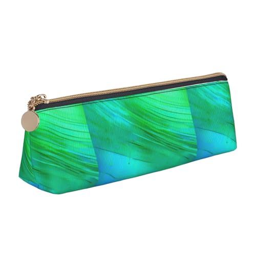 YHBLYKXP Blaugrünes Muster, dreieckig, Leder, Schreibwaren-Aufbewahrungstasche, tragbare Make-up-Tasche, tägliche Aufbewahrung von kleinen Gegenständen, Weiss/opulenter Garten, Einheitsgröße, von YHBLYKXP