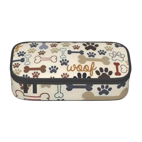 YHBLYKXP Bürobox mit Hundeknochen und Pfotenabdruck, großes Fassungsvermögen, Schreibwaren-Organizer, Büro-Kosmetiktasche von YHBLYKXP