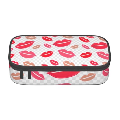 YHBLYKXP Bürobox mit Lippen, bedruckt, große Kapazität, Schreibwaren-Organizer, Büro-Kosmetiktasche von YHBLYKXP