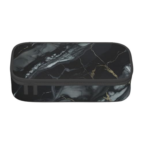 YHBLYKXP Bürobox mit schwarzem Marmor-Druck, großes Fassungsvermögen, Schreibwaren-Organizer, Büro-Kosmetiktasche von YHBLYKXP