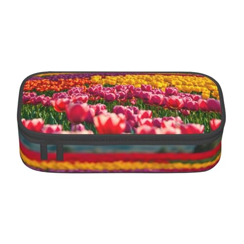 YHBLYKXP Bunte Tulpen bedruckte große Kapazität Bürobox Schreibwaren Organizer Büro Kosmetiktasche von YHBLYKXP