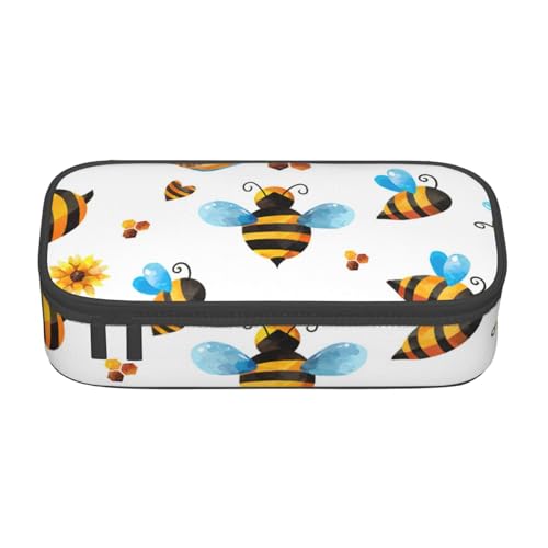 YHBLYKXP Cartoon-Bienenmuster bedruckt große Kapazität Bürobox Schreibwaren Organizer Büro Kosmetiktasche von YHBLYKXP