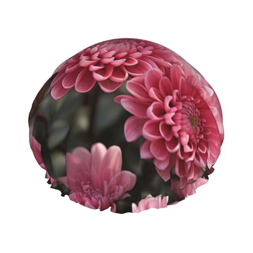 YHBLYKXP Dahlia Pinnata Print Verstellbare doppellagige Duschhaube, wiederverwendbare Damen-Spa-Salon-Duschhaube von YHBLYKXP