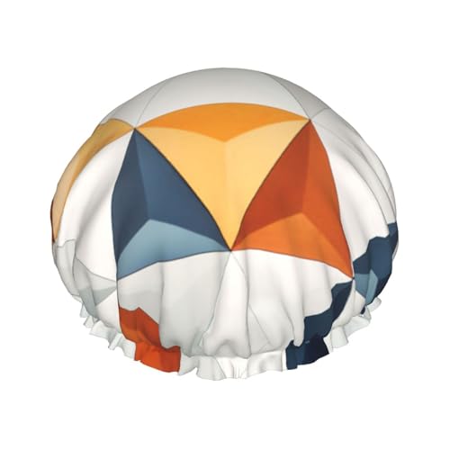 YHBLYKXP Dreiecke Muster Druck Verstellbare doppellagige Duschhaube wiederverwendbare Damen Spa Salon Duschhaube von YHBLYKXP