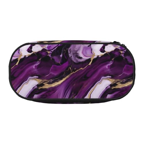 YHBLYKXP Dunkelviolette Textur Marmor 1 Druck Oxford Tuch Federmäppchen mit geordneten Netzfächern - eine praktische Wahl oder Reise von YHBLYKXP