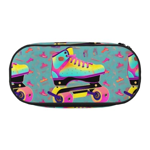 YHBLYKXP Farbenfrohes Federmäppchen aus Oxford-Stoff mit Rollschuhen, mit geordneten Netzfächern – eine praktische Wahl für Reisen von YHBLYKXP