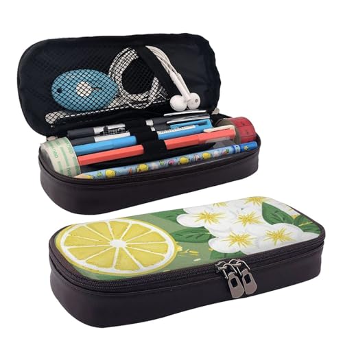 YHBLYKXP Federmäppchen aus Leder mit Klappe, Kosmetik-Organizer, Münzgeldbörse mit Reißverschluss, Schwarz von YHBLYKXP